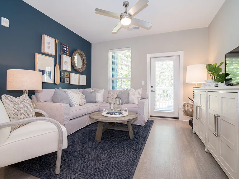 Spacious Living Room at Hawthorne at Indy West in Wilmington, NC