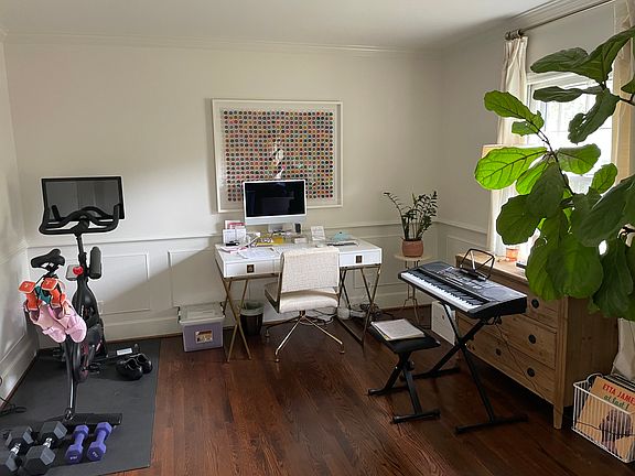 dining room used as flex space, office, music and workout