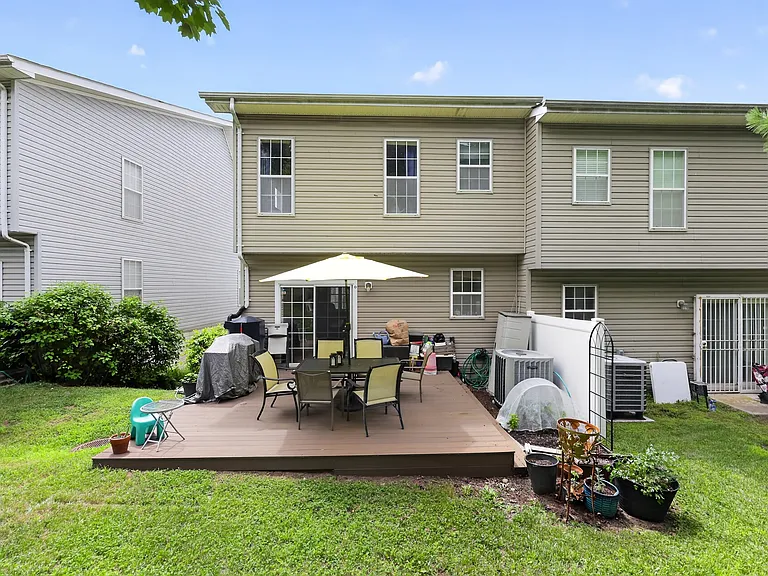 Deck and backyard