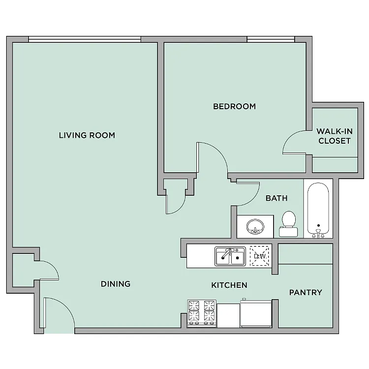Floor plan 1 Bed 1 Bath