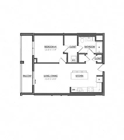 Floor plan Block A1A | 1 Bed | 1 Bath