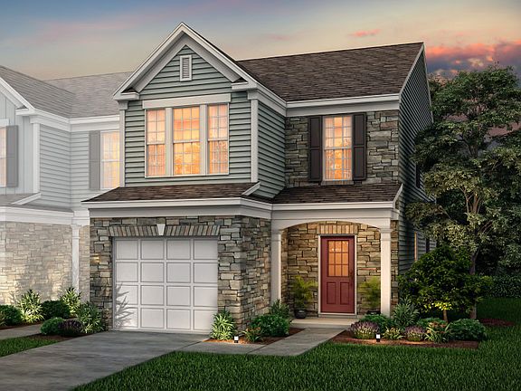 Hemingway Exterior 5 features stone, siding, covered front door and 1 car garage