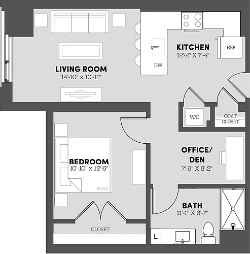 Floor plan 1 Bed/1 Bath-A7