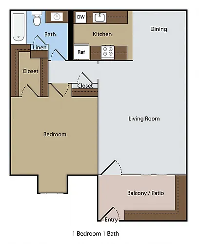 Floor plan 1 BR 1 BA