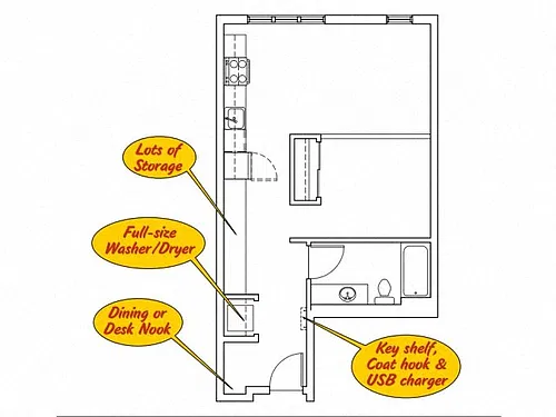 Floor plan 3233 Bldg - 1 bed 1 bath - B4