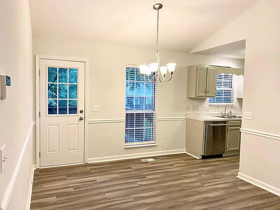 Dining area with view of backyard