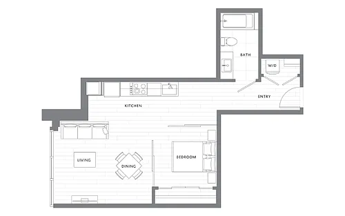 Floor plan 1 Bedroom 1 Bath A17