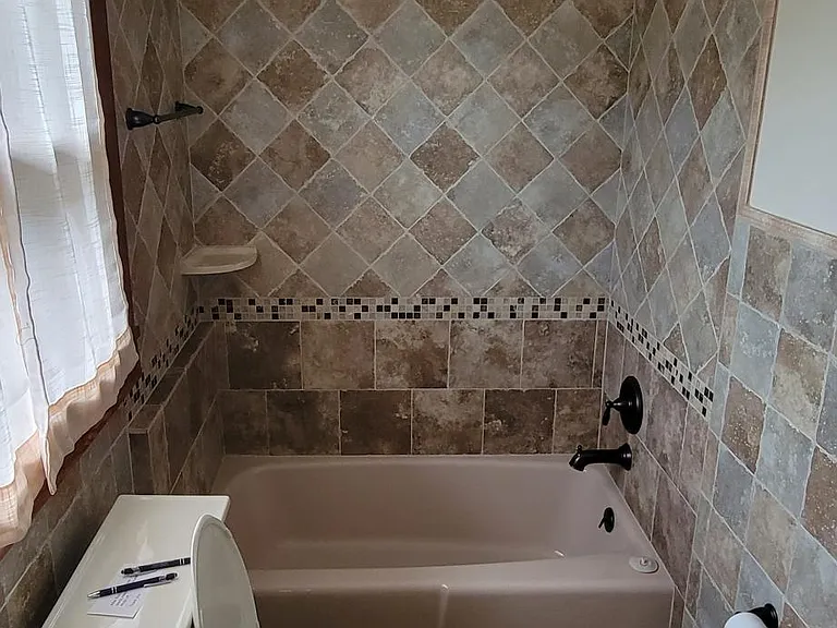 Looking into the bathroom