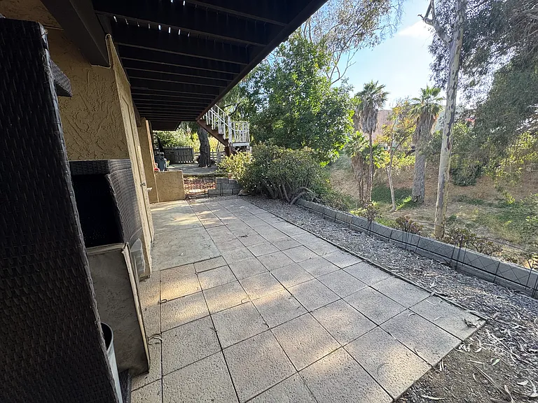 Backyard patio facing canyon