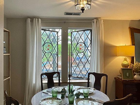 Dining Area with Stained Glass Windows