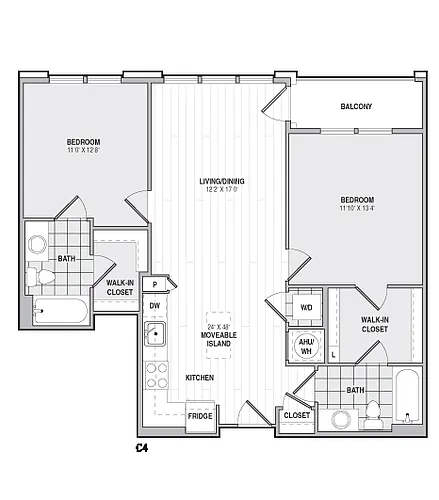 Floor plan 2Bed/2Bath-C4