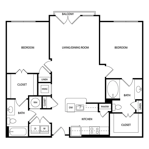 Floor plan 2 Bedroom, 2 Bath 1116 SF C1