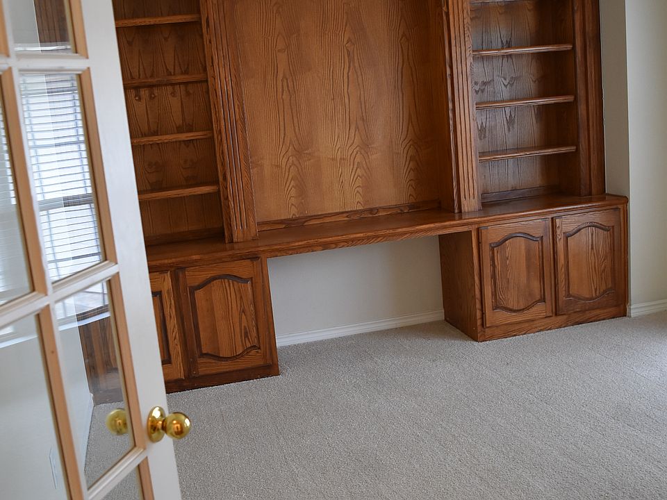 Office with built in shelves