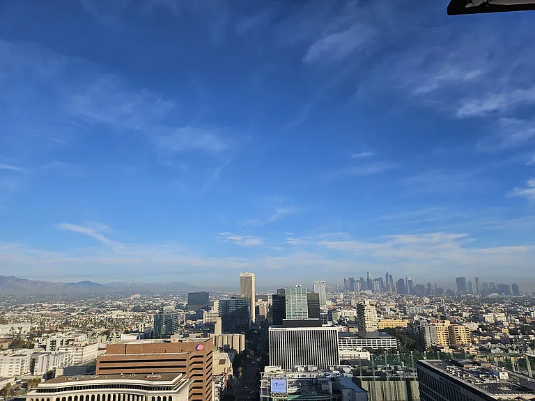 Panoramic rooftop views with unobstructed Downtown LA skyline.