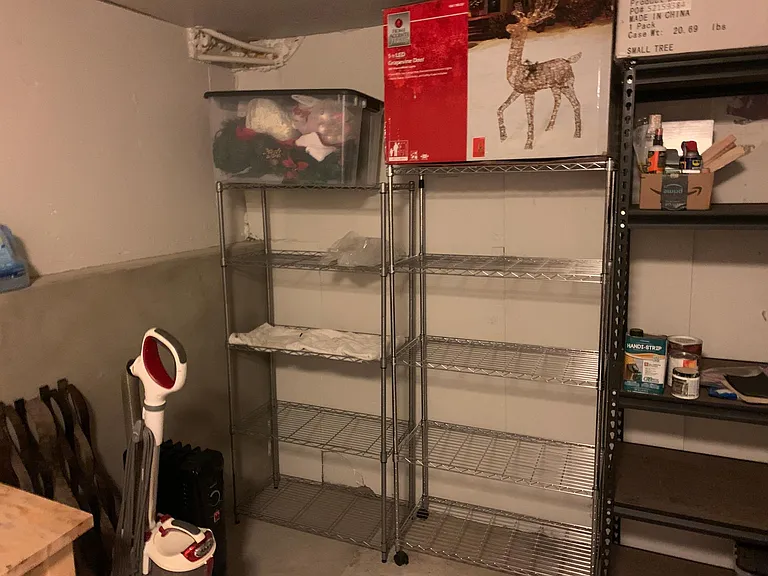 Storage racks for your additional items (downstairs in laundry room)