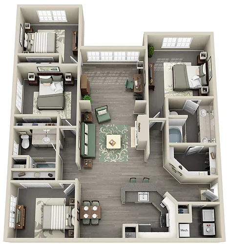 Floor plan Essex 4 Bedroom 2 Bath Renovated