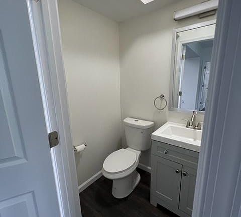 Half bathroom off the kitchen/dining room area.