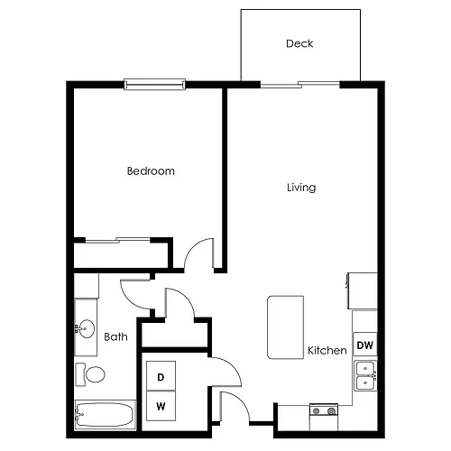 Floor plan 1 Bed 1 Bath | 704sf