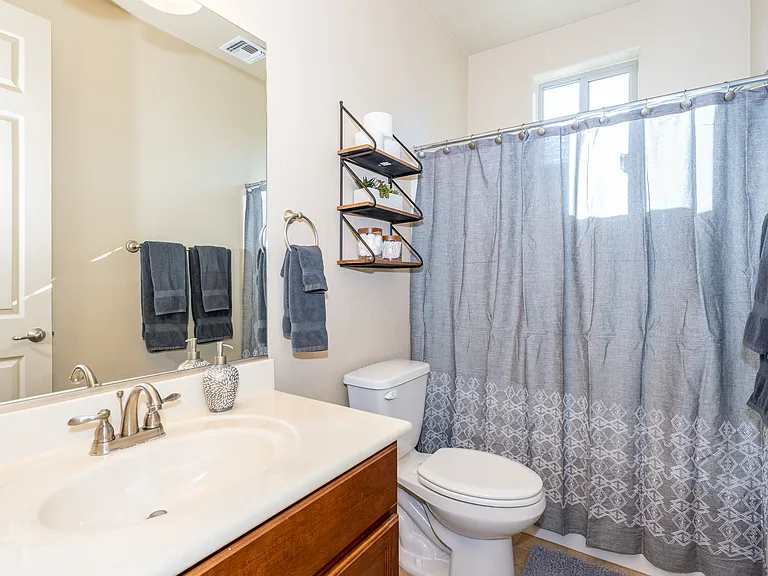 Upstairs bathroom between master and spare bedroom