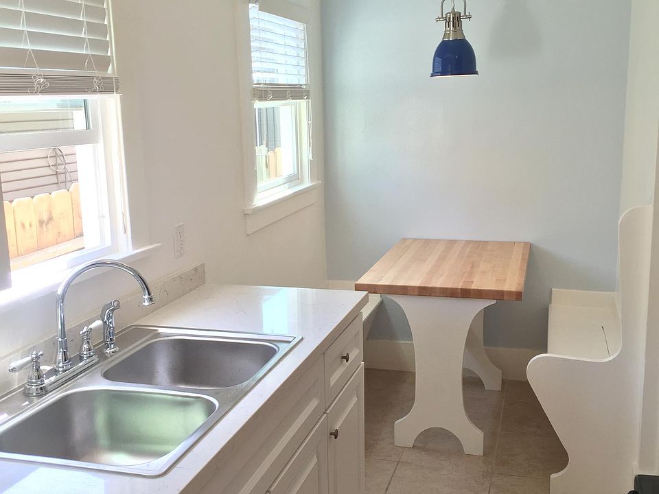 Original built-in dining niche with maple tabletop.