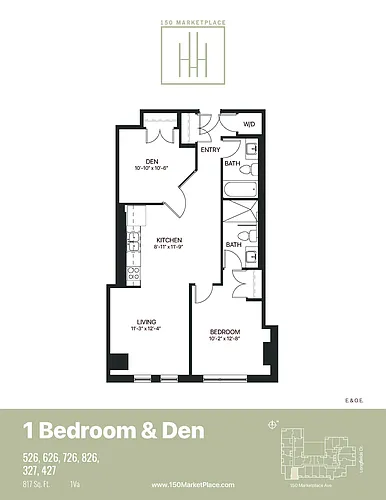 Floor plan 1 Bedroom + Den