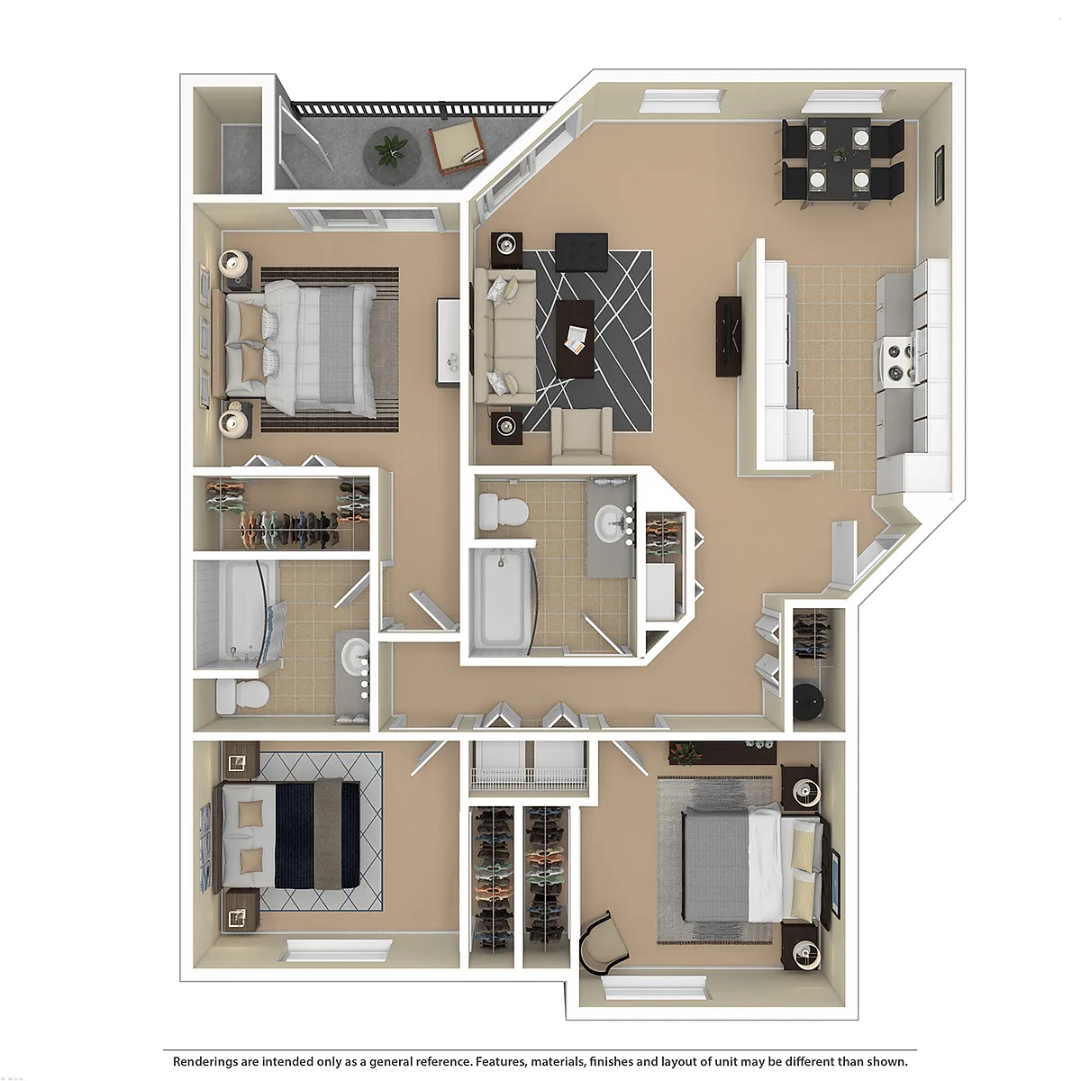 Floor plan 3 Bedroom, 2 Bathroom