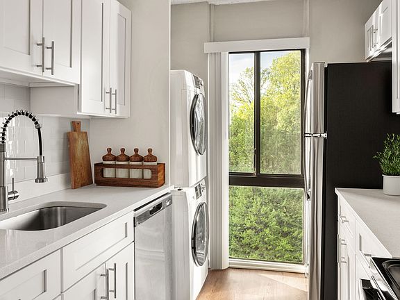 Your modern kitchen has large counter space and updated appliances