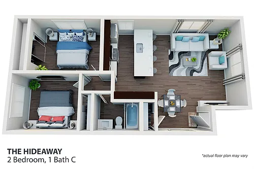 Floor plan 2 Bedroom, 1 Bath