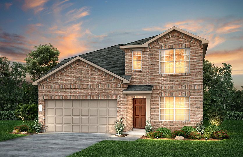 The Dinero, a one-story home with 2-car garage, shown with Home Exterior LS201