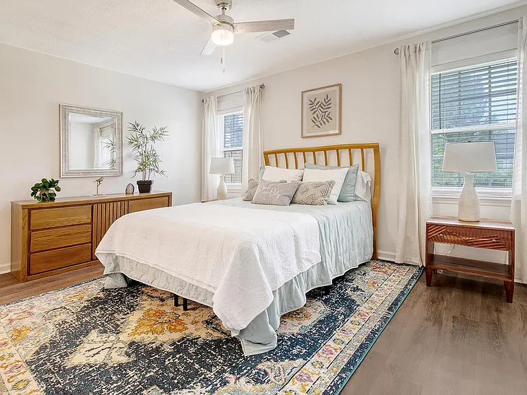 Black out curtains will add privacy, reduce noise, and improve sleep quality, leading to a consistent sleep routine