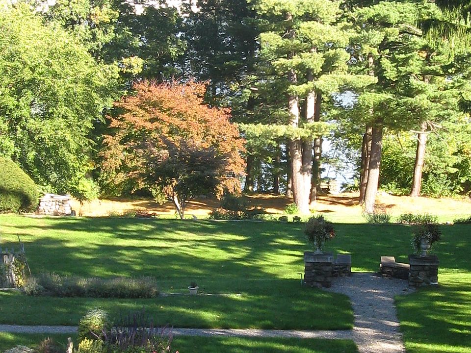 Formal gardens and view to t