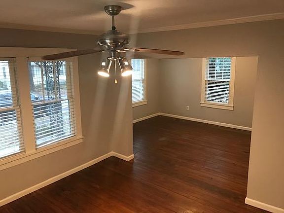 View from living room to open dining room