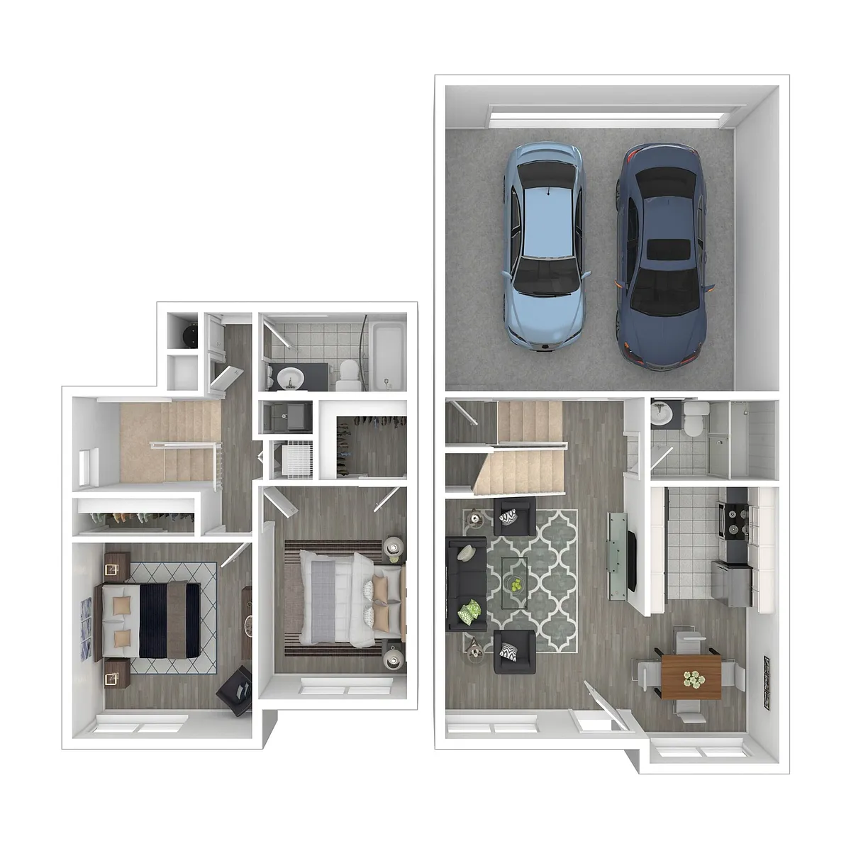 Floor plan 2 Bedroom 2 Bath Townhome