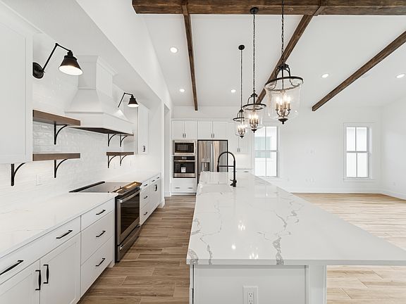 Kitchen with floating shelves