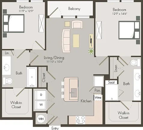 B1 | 2 bed 2 bath | 1092 sq ft B1 | 2 bed 2 bath | 1092 sq ft