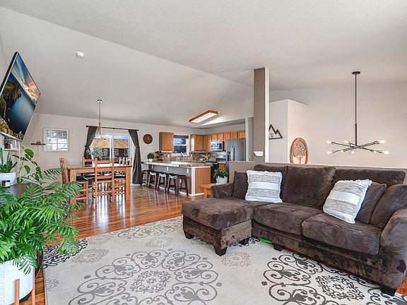 Great open space living, kitchen, and dining room.