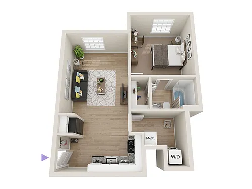 Floor plan 1 Bedroom / 1 Bathroom (A1)