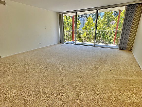 Unit #306 living room with gorgeous views of the trees of San Mateo Park!