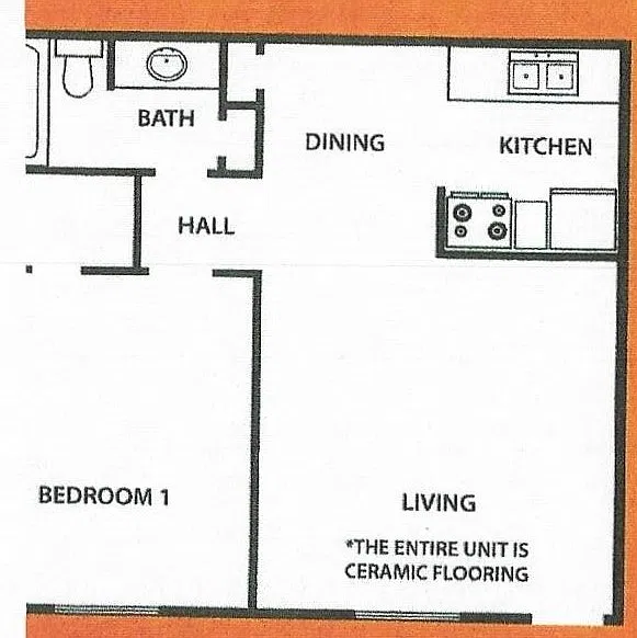 Floor plan 1 Bedroom 1 Bath