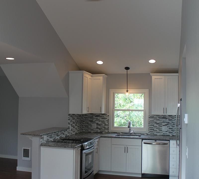 Kitchen with vaulted ceiling