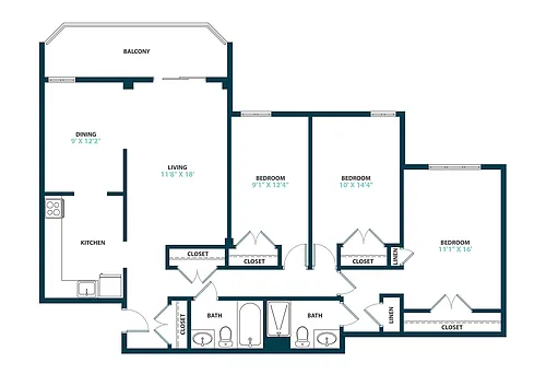 Floor plan Three Bedroom