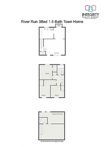 Floor plan 3 Bedroom 1.5 Bath Townhome w/Basement