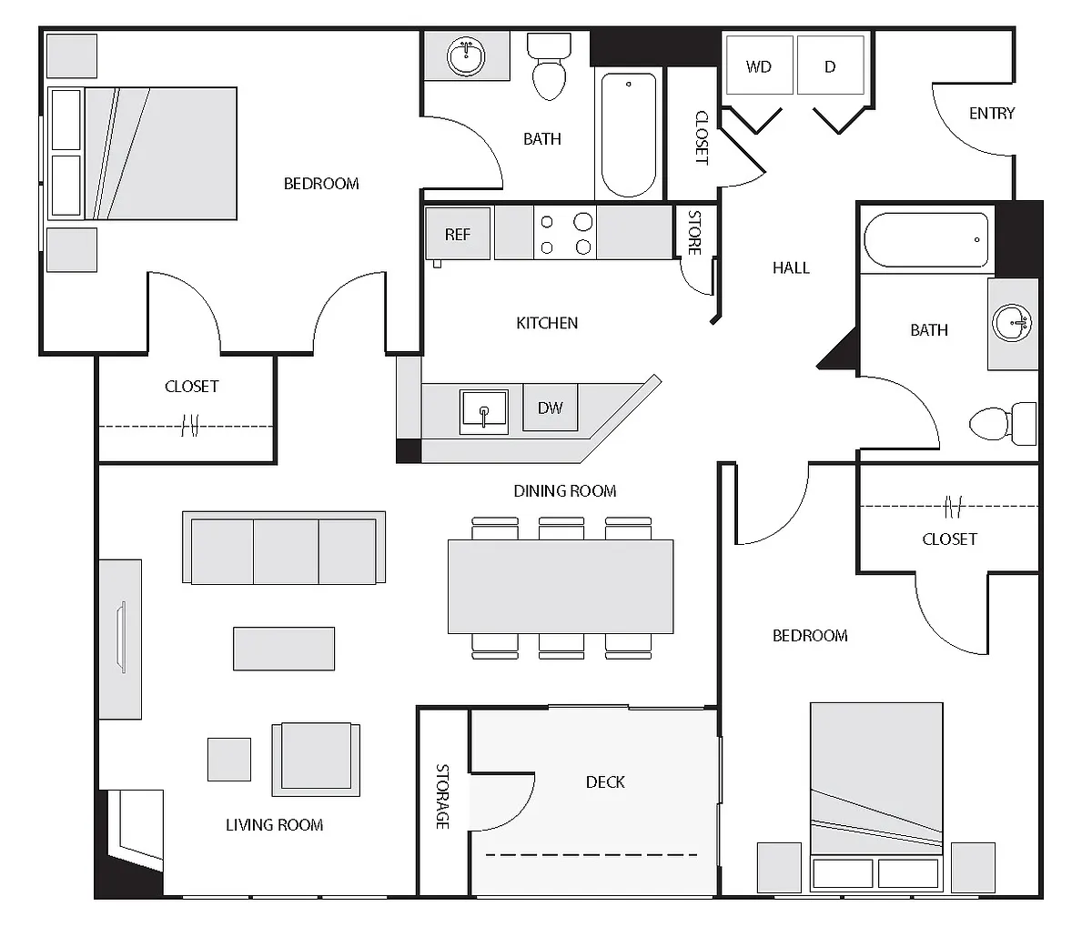 Floor plan 2 Bed/2 Bath-B