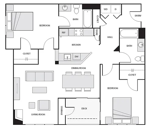 Floor plan 2 Bed/2 Bath-B