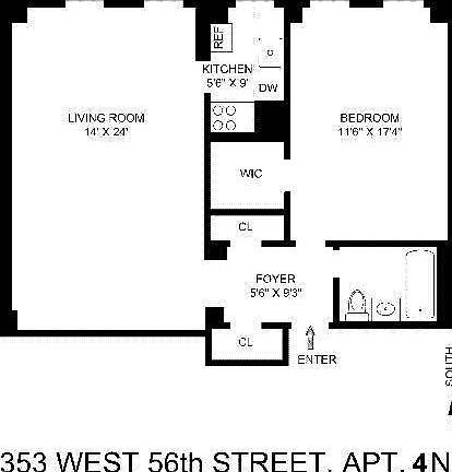2nd image of 353 W 56th St APT 4N
