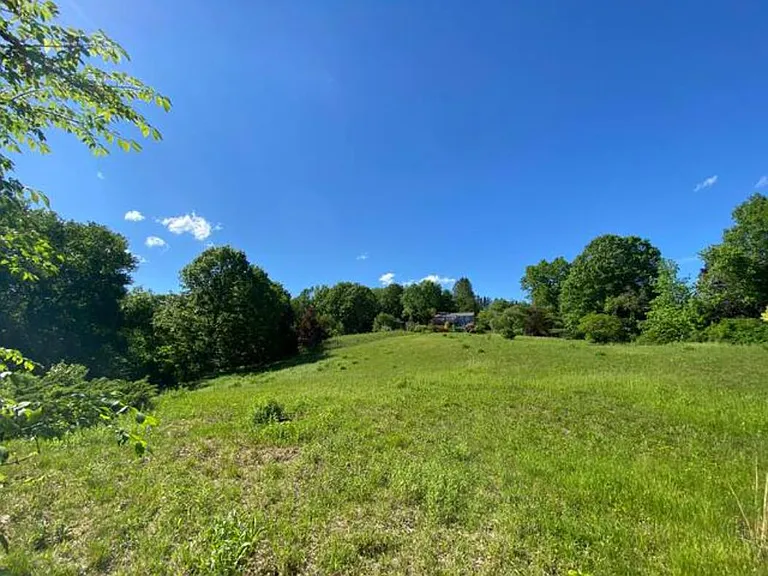 View of open field toward back of house from lower trail