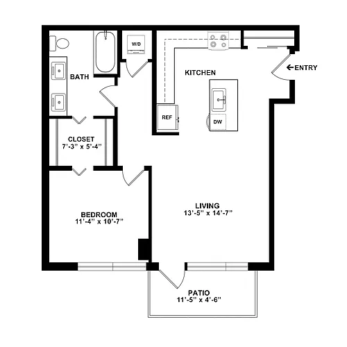 Floor plan 1 Bed/1 Bath-D