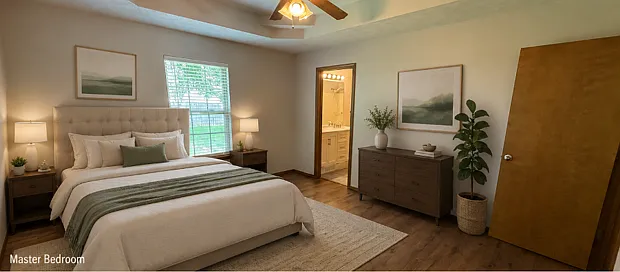 Master bedroom, virtually staged