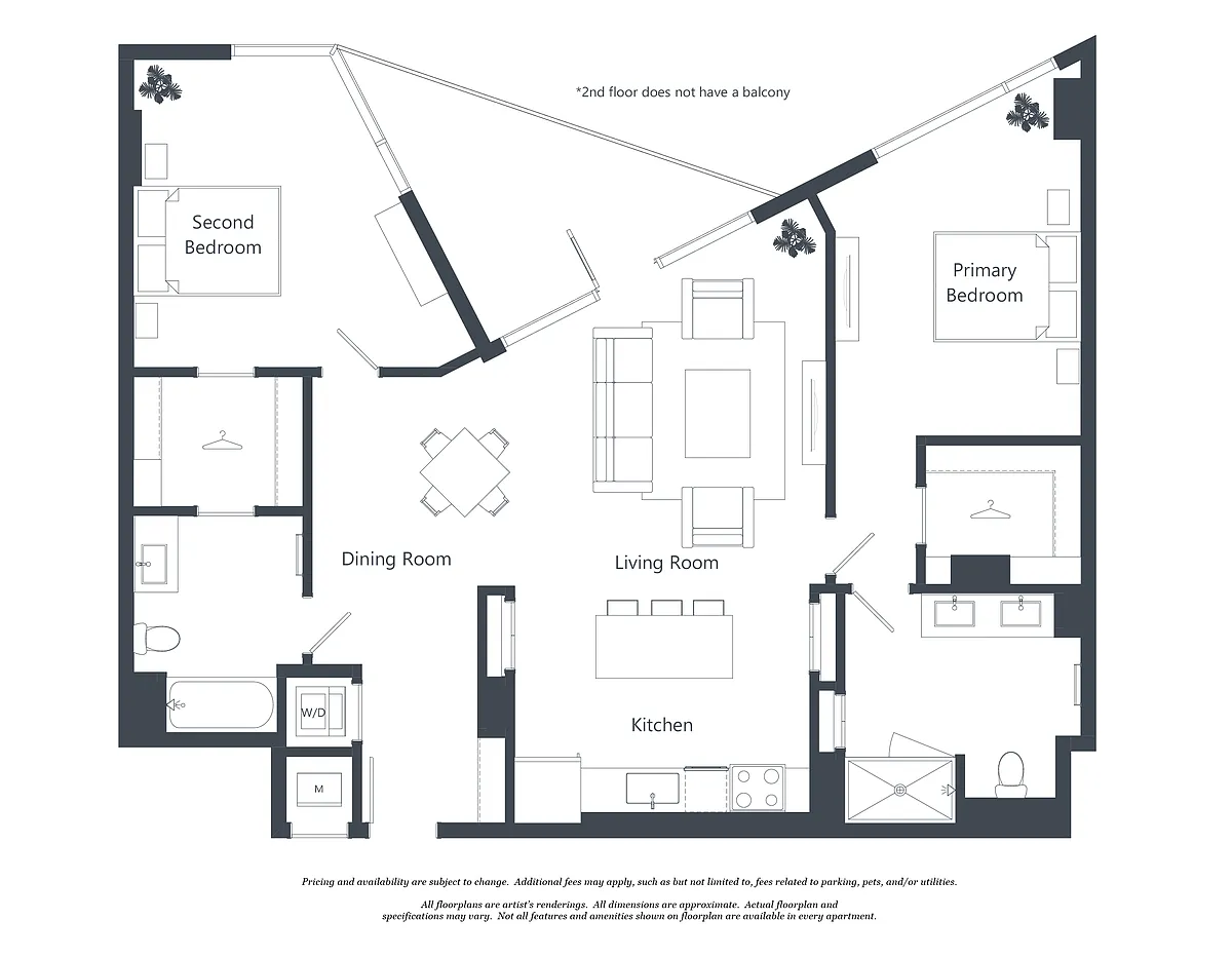 Floor plan 2 Bed - 2 Bath | b04
