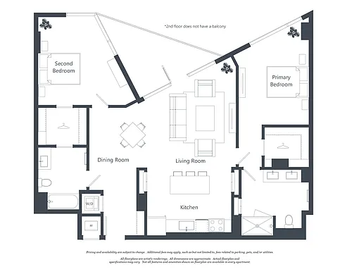Floor plan 2 Bed - 2 Bath | b04
